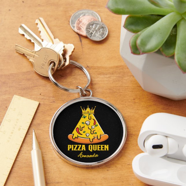 Llavero Nombre personalizado Pizza Queen (Escritorio )