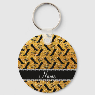 Llavero Nombre personalizado purpurina amarillo con arcos 