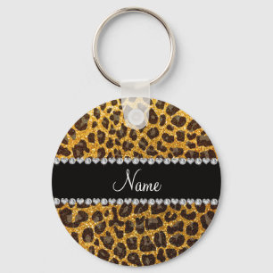 Llavero Nombre personalizado purpurina amarillo impresión