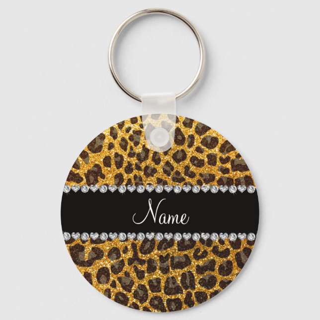 Llavero Nombre personalizado purpurina amarillo impresión  (Anverso)