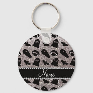 Llavero Nombre personalizado purpurina de plata vampiro