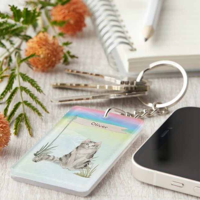 Llavero Nombre personalizado Ragamuffin Cat Mascota (Frente Derecha)