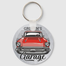 NOMBRE personalizado Retro Red Classic Car Garage