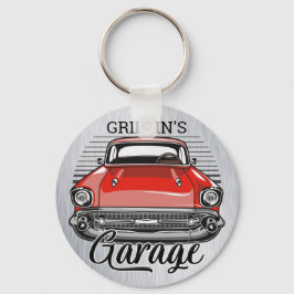 Llavero NOMBRE personalizado Retro Red Classic Car Garage