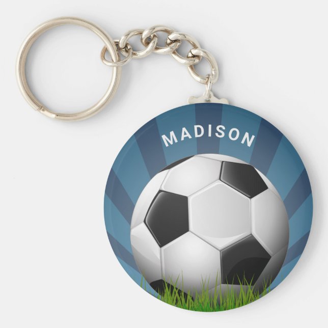 Llavero Nombre personalizado Retro Soccer Ball grilletes (Frente)