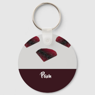 Llavero Nombre personalizado rodado gemas rojas