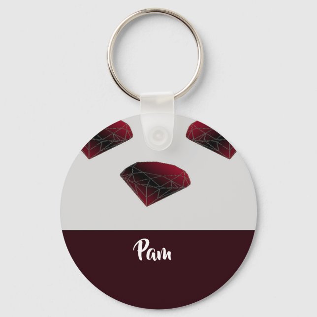 Llavero Nombre personalizado rodado gemas rojas (Anverso)