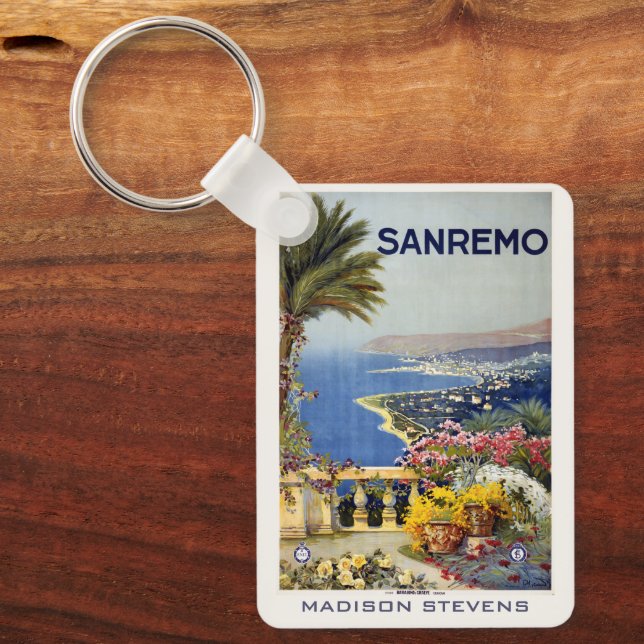Llavero Nombre personalizado SanRemo Italia Viaje de época (Anverso)