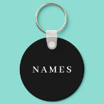 Llavero Nombre personalizado simple negro elegante<br><div class="desc">Simple Black Custom Name Elegant Design para cualquiera.</div>
