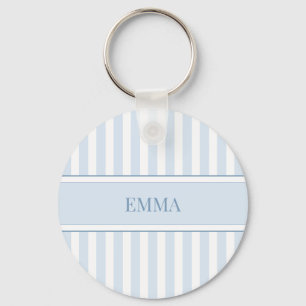 Llavero Nombre personalizado simple rayado moderno azul