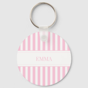 Llavero Nombre personalizado simple y lindo con rayas rosa