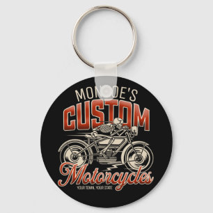 Llavero NOMBRE personalizado Skeleton Motorcycle Shop
