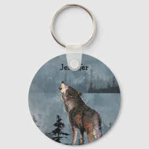 Llavero Nombre personalizado Soliely Wolf Howling a través