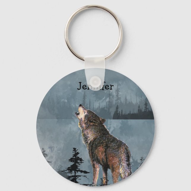 Llavero Nombre personalizado Soliely Wolf Howling a través (Anverso)