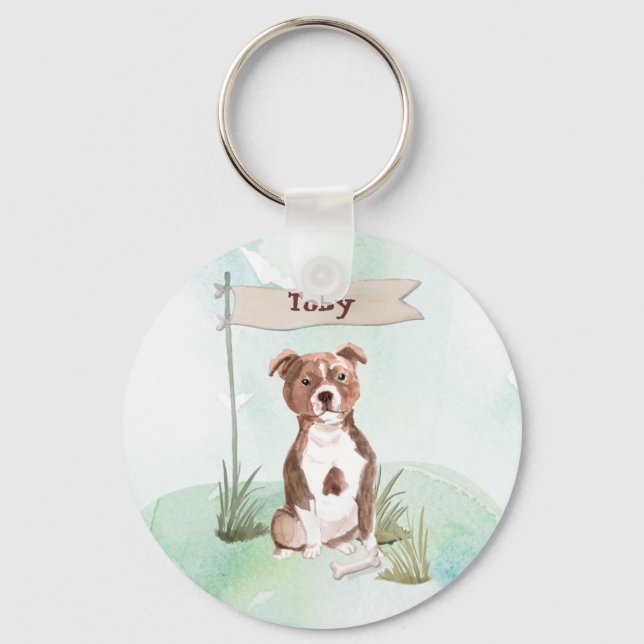 Llavero Nombre personalizado Staffordshire Bull Terrier Ma (Anverso)