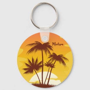 Llavero Nombre personalizado Sunset de Isla Tropical