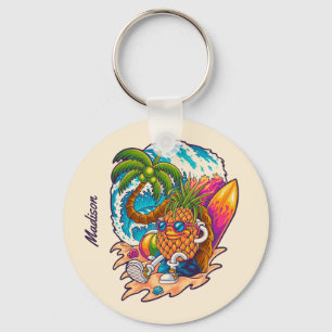 Llavero Nombre personalizado Surfing Pineapple