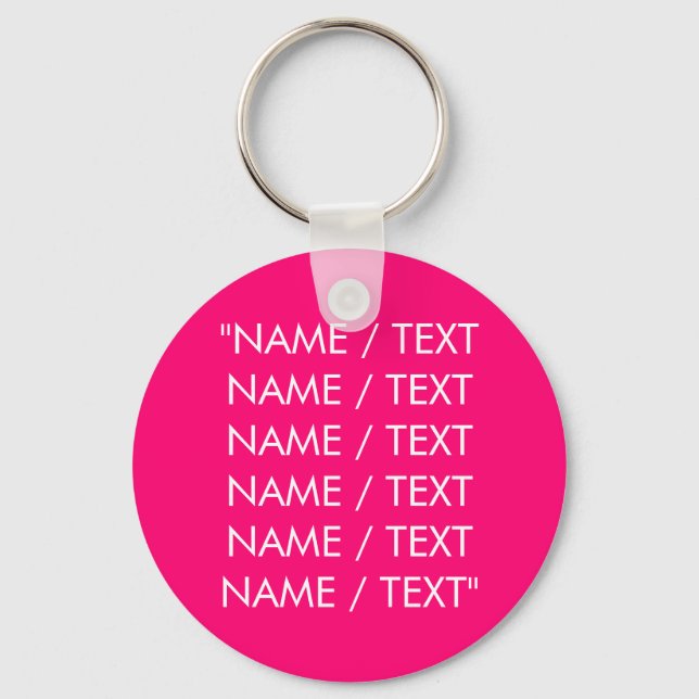Llavero Nombre personalizado texto fucsia rosa caliente mi (Anverso)