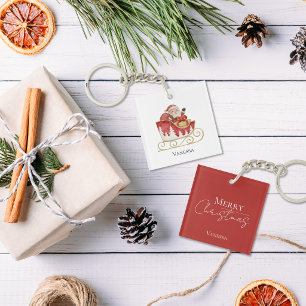 Llavero Nombre personalizado Trineo de Santa Navidad