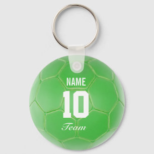 Llavero Nombre personalizado verde del balón de fútbol d