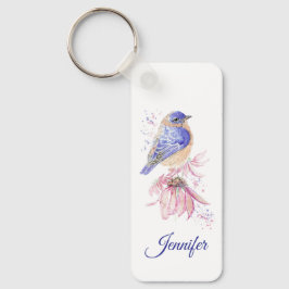 Llavero Nombre personalizado Watercolor Bluebird Garden Bi