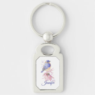 Llavero Nombre personalizado Watercolor Bluebird Garden Bi