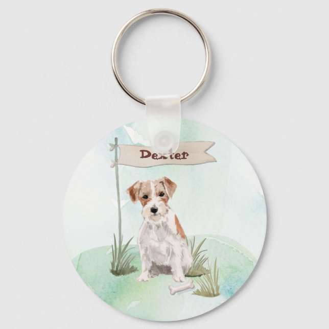 Llavero Nombre personalizado Wire Haired Jack Russell Masc (Anverso)