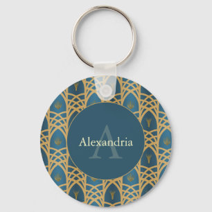 Llavero Nombre personalizado y arte monograma Art Deco ver