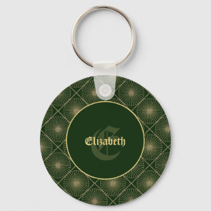 Llavero Nombre personalizado y arte monograma Art Deco ver
