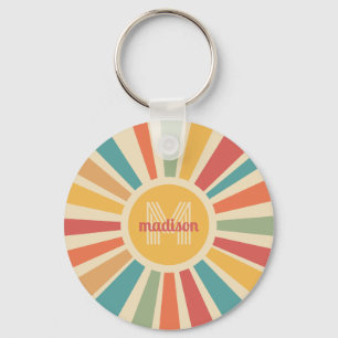 Llavero Nombre personalizado y bandas retro monograma