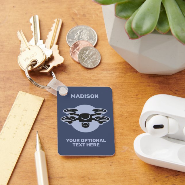 Llavero Nombre personalizado y Drone de texto (Escritorio )