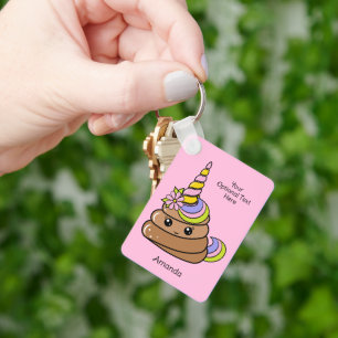 Llavero Nombre personalizado y texto Caca de unicornio