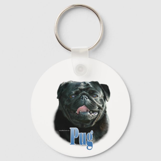 Llavero Nombre Pug negro (Anverso)