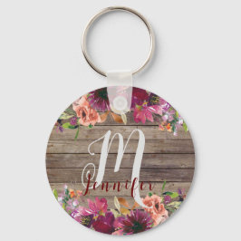 Llavero Nombre rústico maderero Monogramado inicial para s