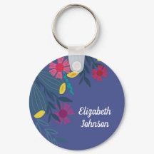 Nombre simple azul elegante floral personalizado