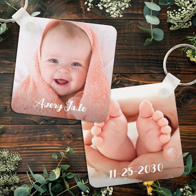 Llavero Nombre y cumpleaños personalizado de la foto del r (Subido por el creador)