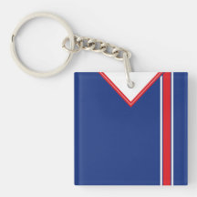 Nombre y número Soccer Jersey Keyring Blue Red Whi