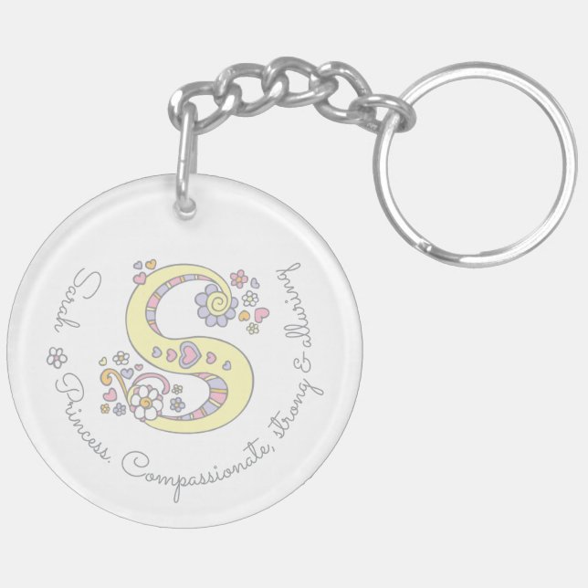 Llavero Nombre y significado de la letra de Sarah monogram (Izquierda Bajo)