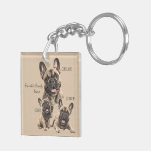 Llavero Nombres de familia de Bulldog Francés personalizad