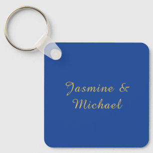 Llavero Nombres de Pareja Lovely Chic Caligrafía Azul y Do