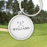 Llavero Nombres personalizados Clubes de golf<br><div class="desc">Personalice el nombre en la tipografía clásica para crear un regalo de golf único y mantenerlo para cualquier golfista. Diseñado por Thisisnotme©</div>