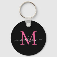 Nombro de monograma rosa magenta negro guión elega