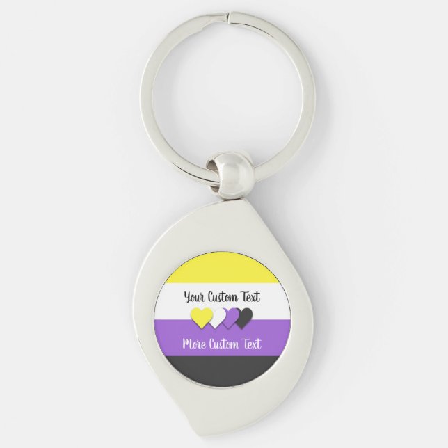 Llavero Non-binary pride flag with hearts keychain (Anverso)