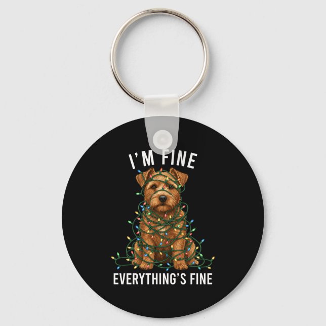 Llavero Norfolk Terrier Christmas I'm Fine Everything Is F (Anverso)