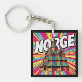 Llavero Norge Gol Stave Church Oslo Pop Art Keychain