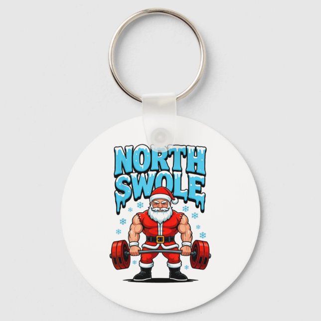 Llavero North Swole Santa Funny Christmas Gym Workout Lift (Anverso)