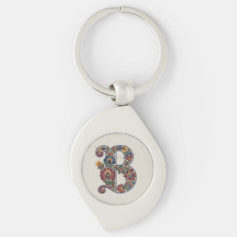 Llavero Norwegian Rosemaling Initial B, Metal Keychain