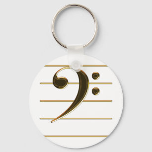 Llavero Nota de música Gold Bass Clef
