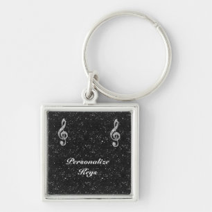 Llavero Nota musical de diamante personalizada brillante y