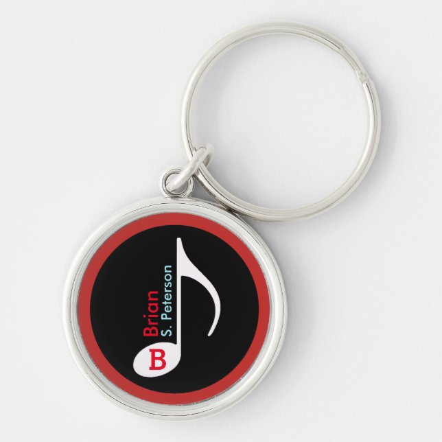Llavero nota musical personalizada rojo (Frente)